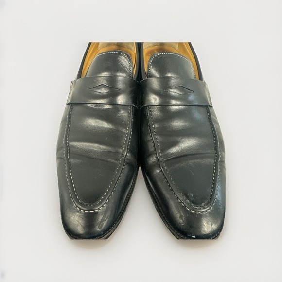 Santoni Gavin‎ Black Leather Penny Loafers- Made in Italy- Men\'s Size 11D